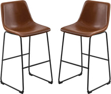 Cargar imagen en el visor de la galería, Bar Stools 29 Inches Bar Height Stools Set of 2, Dining Chairs, PU Leather Bar Chairs with Back, Modern Industrial Armless Stools for Kitchen Island, Bar, Pub (Dark Brown)