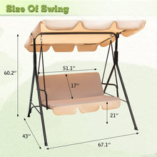 Cargar imagen en el visor de la galería, Patio Swing Chair, Outdoor Canopy Swing, Backyard Swing with Adjustable Canopy and Removable Cushion, Hanging Swing Glider for Patio, Garden, Poolside, Balcony, Backyard (Beige)