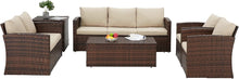 Cargar imagen en el visor de la galería, NEW 7 Seats Patio Furniture Set with Two Storage Boxes, Outdoor Rattan Conversation Set,All-Weather PE Wicker Sectional Sofa Outdoor Furniture for Garden, Backyard, Deck, Brown Rattan&Beige