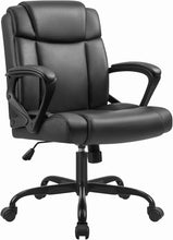 Cargar imagen en el visor de la galería, Mid Back Office Chair Computer Chair PU Leather Executive Desk Chair Swivel Chair with Padded Arms Back Support Weight Bearing