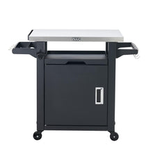 Cargar imagen en el visor de la galería, Deluxe Outdoor Rolling Prep Station, 20" x 30" Stainless Steel Kitchen Storage Island with Enclosed Cabinet and Storage Drawer