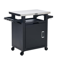 Cargar imagen en el visor de la galería, Deluxe Outdoor Rolling Prep Station, 20" x 30" Stainless Steel Kitchen Storage Island with Enclosed Cabinet and Storage Drawer