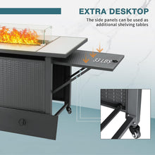 Cargar imagen en el visor de la galería, NEW 43 inch Outdoor Fire Pit Table, 50000 BTU Propane Gas Metal Fire Pit Table with Ceramic Tile Desktop, Windproof Glass Cover, Dustproof Cover, Replaceable Casters/Pads, Lid for Garden Patio