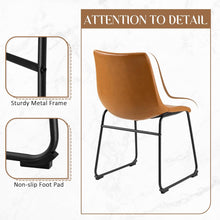 Cargar imagen en el visor de la galería, Dining Chairs 18 Inches Counter Stools Armless Bar Chairs Set of 2, Modern Industrial PU Leather Kitchen Dining Room Chairs with Back, Living Room Side Chairs (Brown)