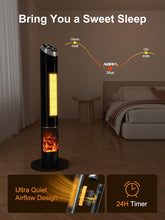 Cargar imagen en el visor de la galería, NEW 38”Portable Space Heater,70° Oscillating Ceramic Heater,1500W Floor Electric Fireplace Heater with Remote,Thermostat,24H Timer,Tower Heater for Large Room,Bedroom,Office,Garage,Indoor Use