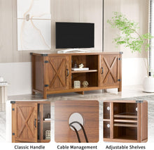 Cargar imagen en el visor de la galería, NEW TV Stand for 65 Inch TV Farmhouse Entertainment Center with Double Barn Doors and Storage Cabinets, Console TV Table Media for Living Room, Bedroom (Walnut, Without Fireplace)