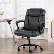Cargar imagen en el visor de la galería, Mid Back Office Chair Computer Chair PU Leather Executive Desk Chair Swivel Chair with Padded Arms Back Support Weight Bearing