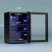 Cargar imagen en el visor de la galería, Beverage Refrigerator Cooler Freestanding Mini Fridge Cooler with Glass Door, Adjustable Shelves & Digital Temperature Display for Soda, Beer or Wine (Black, 2.47 Cu.Ft)
