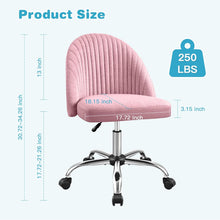 Cargar imagen en el visor de la galería, Office Chair Armless Cute Desk Chair Modern Adjustable Swivel Padded Fabric Vanity Task Computer Chair Home Office Desk Chairs with Wheels