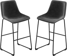 Cargar imagen en el visor de la galería, Bar Stools 29 Inches Bar Height Stools Set of 2, Dining Chairs, PU Leather Bar Chairs with Back, Modern Industrial Armless Stools for Kitchen Island, Bar, Pub (Black)