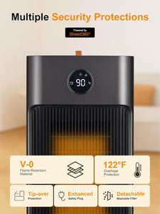 Electric Space Heater with Humidifier,23" 1500W Portable Oscillating Ceramic Heater with Remote,Thermostat,12H Timer,3 Modes,Tower Heaters for Indoor Use,Large Room,Bedroom,Home,Office