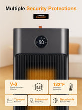 Cargar imagen en el visor de la galería, NEW 70° Oscillating Ceramic Heater,31”Tower Space Heater,1500W Floor Portable Electric Fireplace Heater with Thermostat,Remote,24H Timer for Bedroom,Large Room,Home,Office,Indoor Use