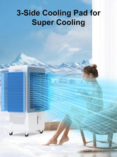 Cargar imagen en el visor de la galería, Uthfy 47" Evaporative Air Cooler, 6000 CFM Swamp Cooler with 13.5 Gallon Water Reservoir, 120°Oscillation Portable Air Cooler with Remote Control, 12H Timer, 3 Wind Speeds for Outdoor Indoor Use