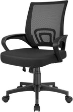 Load image into Gallery viewer, Office Ergonomic Desk Mesh Computer, Mid Back Swivel Task Executive Chair with Lumbar Support and Armrests, Black