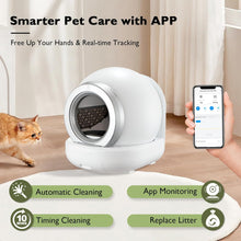 Cargar imagen en el visor de la galería, Self Cleaning Litter Box,Automatic Cat Litter Box Self Cleaning Large Capacity for Multiple Cats,APP Control/Low Noise/Safety with Ladder Box