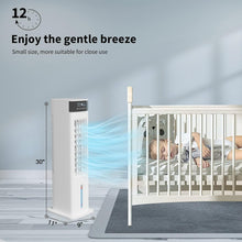Load image into Gallery viewer, NEW 30&quot; Small Portable Evaporative Air Cooler,Swamp Cooler with 12H Timer,3 Speeds,3 Modes,2 Ice Packs,Remote &amp; Panel Control,Bladeless Oscillating Cooling Tower Fan for Bedroom Indoor Room Office
