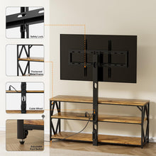 Cargar imagen en el visor de la galería, TV Stand with Mount and Power Outlet, Universal Height Adjustable Swivel TV Stand Mount for Up to 75 Inch TVs, Entertainment Center with Storage Shelves for Living Room, Rustic Brown