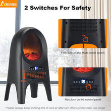 Cargar imagen en el visor de la galería, Electric Fireplace Space Heater,1500W PTC Fast Heating Ceramic Heater with Remote,Thermostat,8H Timer,24″ Portable Tower Heater for Large Room Bedroom Office Indoor Use