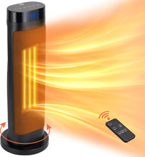 Cargar imagen en el visor de la galería, NEW 1500W Portable Electric Space Heater,70° Oscillating Floor Ceramic Heater with Thermostat,Remote,12H Timer,2 Modes,22″ Tower Heater for Office Bedroom Large Room Dorm Indoor Use