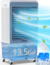 Cargar imagen en el visor de la galería, Uthfy 47" Evaporative Air Cooler, 6000 CFM Swamp Cooler with 13.5 Gallon Water Reservoir, 120°Oscillation Portable Air Cooler with Remote Control, 12H Timer, 3 Wind Speeds for Outdoor Indoor Use