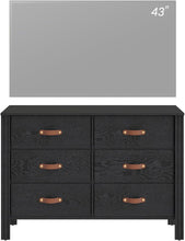 Cargar imagen en el visor de la galería, WAMPAT Black Dresser TV Stand, Wood Entertainment Center with 6 Fabric Drawers, TV Console Table for TVs up to 45 Inch, Chest of Drawers for Living Room, Bedroom, Hallway