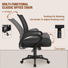 Load image into Gallery viewer, Office Ergonomic Desk Mesh Computer, Mid Back Swivel Task Executive Chair with Lumbar Support and Armrests, Black