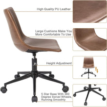 Load image into Gallery viewer, Mid Back Task Chair PU Leather Adjustable Swivel Office Chair Bucket Seat Armless Computer Chair Modern Low Back Desk Conference Chair
