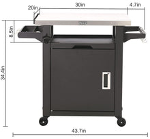 Cargar imagen en el visor de la galería, Deluxe Outdoor Rolling Prep Station, 20" x 30" Stainless Steel Kitchen Storage Island with Enclosed Cabinet and Storage Drawer