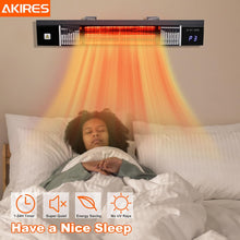 Cargar imagen en el visor de la galería, Wall-Mounted Electric Infrared Patio Heater for Indoor Outdoor,1500W Hanging Outside Porch Heater with Remote,24H Timer,1s Fast Heating,IP44 Waterproof,Room Heater for Garage Deck Office