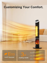Cargar imagen en el visor de la galería, NEW 38”Portable Space Heater,70° Oscillating Ceramic Heater,1500W Floor Electric Fireplace Heater with Remote,Thermostat,24H Timer,Tower Heater for Large Room,Bedroom,Office,Garage,Indoor Use