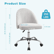 Cargar imagen en el visor de la galería, Office Chair Armless Cute Desk Chair Modern Adjustable Swivel Padded Fabric Vanity Task Computer Chair Home Office Desk Chairs with Wheels