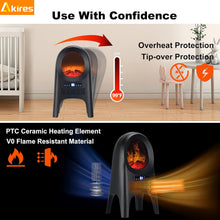 Cargar imagen en el visor de la galería, Electric Fireplace Space Heater,1500W PTC Fast Heating Ceramic Heater with Remote,Thermostat,8H Timer,24″ Portable Tower Heater for Large Room Bedroom Office Indoor Use