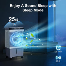 Cargar imagen en el visor de la galería, Uthfy 31' Swamp Cooler Air Conditioner, Evaporative Air Cooler with 5.3 Gallon Water Tank, 4 Ice Box, Remote, 12H Timer, 120°Oscillation, Portable Cooling Fan with 3 Speeds for Bedroom Home Office