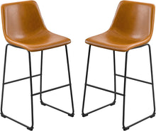 Cargar imagen en el visor de la galería, Bar Stools 29 Inches Bar Height Stools Set of 2, Dining Chairs, PU Leather Bar Chairs with Back, Modern Industrial Armless Stools for Kitchen Island, Bar, Pub (Brown)
