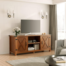 Cargar imagen en el visor de la galería, NEW TV Stand for 65 Inch TV Farmhouse Entertainment Center with Double Barn Doors and Storage Cabinets, Console TV Table Media for Living Room, Bedroom (Walnut, Without Fireplace)