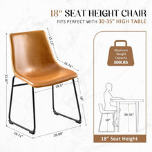 Cargar imagen en el visor de la galería, Dining Chairs 18 Inches Counter Stools Armless Bar Chairs Set of 2, Modern Industrial PU Leather Kitchen Dining Room Chairs with Back, Living Room Side Chairs (Brown)