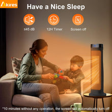 Cargar imagen en el visor de la galería, NEW 1500W Portable Electric Space Heater,70° Oscillating Floor Ceramic Heater with Thermostat,Remote,12H Timer,2 Modes,22″ Tower Heater for Office Bedroom Large Room Dorm Indoor Use