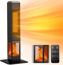 Cargar imagen en el visor de la galería, NEW 70° Oscillating Ceramic Heater,31”Tower Space Heater,1500W Floor Portable Electric Fireplace Heater with Thermostat,Remote,24H Timer for Bedroom,Large Room,Home,Office,Indoor Use