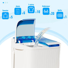 Cargar imagen en el visor de la galería, Portable Washing Machine with Longer Hose, 16lbs Twin Tub Washer Mini Compact Laundry Washing Machine with Drain Pump, Semi-automatic Washer Combo for Dorms, Apartments, Blue