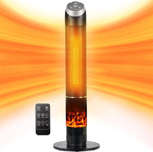 Cargar imagen en el visor de la galería, NEW 38”Portable Space Heater,70° Oscillating Ceramic Heater,1500W Floor Electric Fireplace Heater with Remote,Thermostat,24H Timer,Tower Heater for Large Room,Bedroom,Office,Garage,Indoor Use