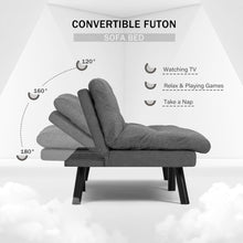 Load image into Gallery viewer, Futon Sofa Bed, Sleeper Sofa Bed Couch Loveseat Futon Bed with Breathable Fabric, Convertible Modern Futon Adjustable Lounge Couch Futon Sets for Living Room Apartment Office (Dark Gray)