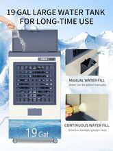 Cargar imagen en el visor de la galería, Uthfy 48” Evaporative Air Cooler, 6500 CFM Swamp Cooler Air Conditioner with 19 Gal Water Tank, 5 Ice Packs, 120° Oscillation, Portable AC with 3 Speeds for 16000 Sq.ft Outdoor, Patio, Warehouse Use