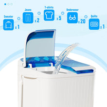 Cargar imagen en el visor de la galería, Portable Washing Machine with Longer Hose, 16lbs Twin Tub Washer Mini Compact Laundry Washing Machine with Drain Pump, Semi-automatic Washer Combo for Dorms, Apartments, Blue