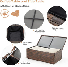 Cargar imagen en el visor de la galería, NEW 7 Seats Patio Furniture Set with Two Storage Boxes, Outdoor Rattan Conversation Set,All-Weather PE Wicker Sectional Sofa Outdoor Furniture for Garden, Backyard, Deck, Brown Rattan&Beige