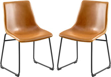 Cargar imagen en el visor de la galería, Dining Chairs 18 Inches Counter Stools Armless Bar Chairs Set of 2, Modern Industrial PU Leather Kitchen Dining Room Chairs with Back, Living Room Side Chairs (Brown)