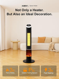 NEW 38”Portable Space Heater,70° Oscillating Ceramic Heater,1500W Floor Electric Fireplace Heater with Remote,Thermostat,24H Timer,Tower Heater for Large Room,Bedroom,Office,Garage,Indoor Use