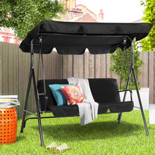 Load image into Gallery viewer, Outdoor Patio Swing Chair for Adults, 3-Seat Porch Swings with Adjustable Canopy, Outside Swing Bench with Removable Cushion, Suitable for Backyard, Garden, Yard, Poolside, Balcony (Black)