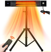 Load image into Gallery viewer, Patio Heater,Electric Heater for Outdoor Indoor Use,1500W Outside Infrared Porch Heater with Remote,24H Timer,IP44 Waterproof,Wall Mounted/Ceiling/Tripod for Garage,Basement,Balcony,Deck
