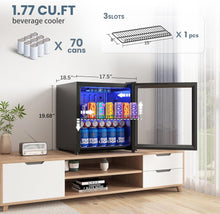 Cargar imagen en el visor de la galería, Beverage Refrigerator Cooler-Mini Fridge Freestanding Cooler with Glass Door, Adjustable Shelves & Digital Temperature Display for Soda, Wine or Beer (Silver, 1.77 Cu.Ft)