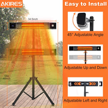 Cargar imagen en el visor de la galería, Patio Heater,Electric Heater for Outdoor Indoor Use,1500W Outside Infrared Porch Heater with Remote,24H Timer,IP44 Waterproof,Wall Mounted/Ceiling/Tripod for Garage,Basement,Balcony,Deck